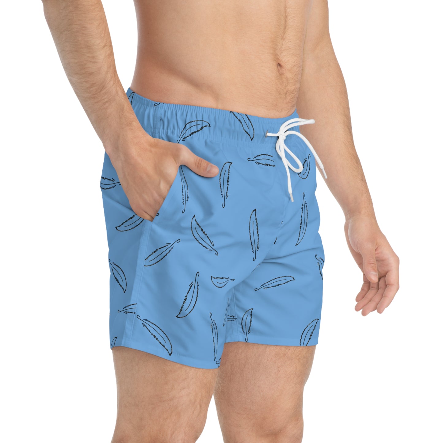 Black Feather Swim Trunks