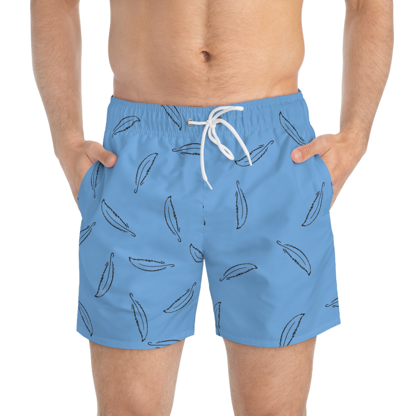 Black Feather Swim Trunks