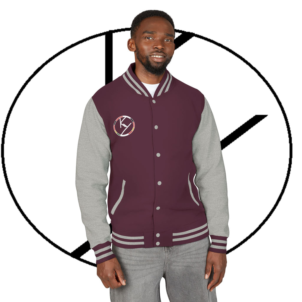 Heavyweight Letterman Jacket with Rose Design.