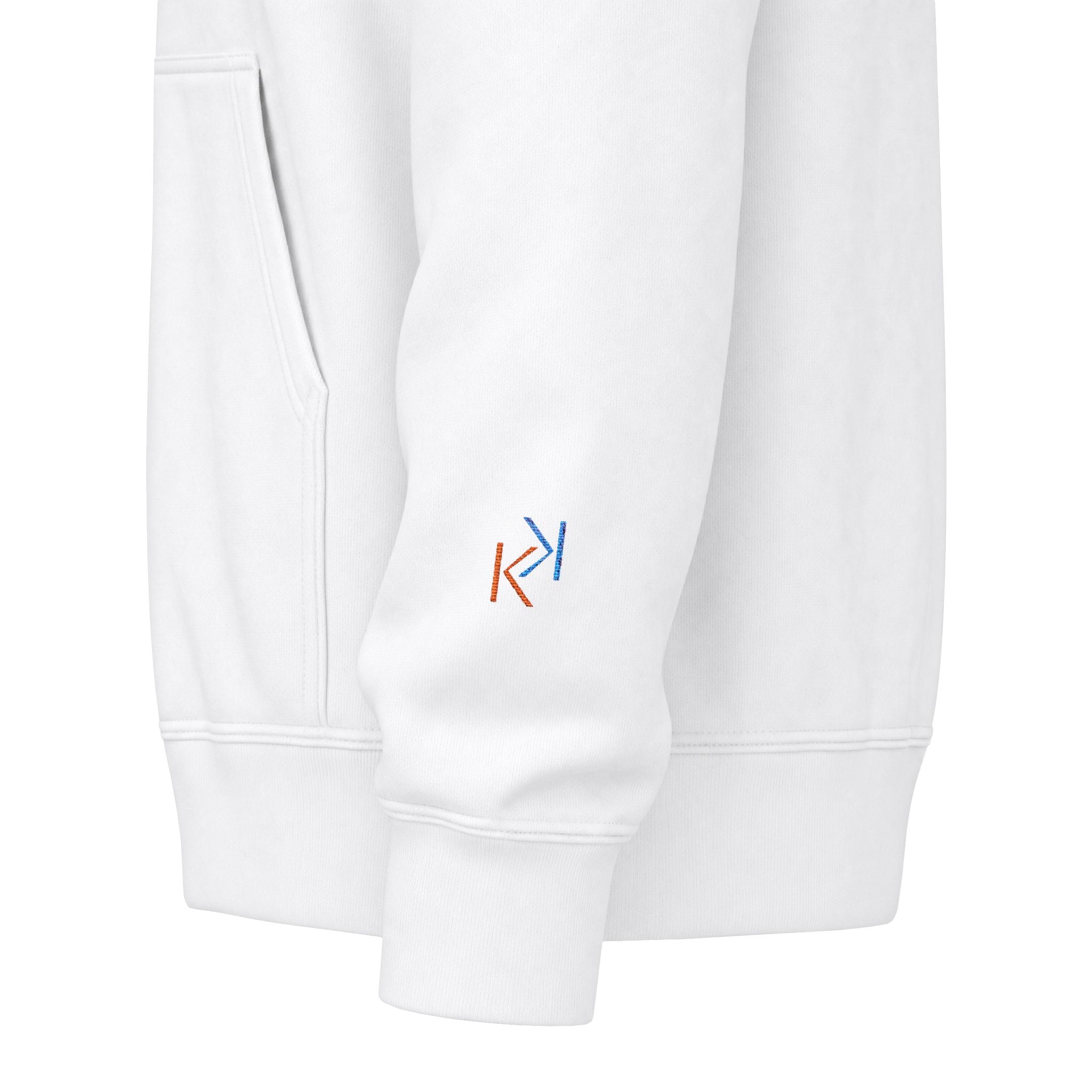 White Full-Zip Hoodie with Double k branding