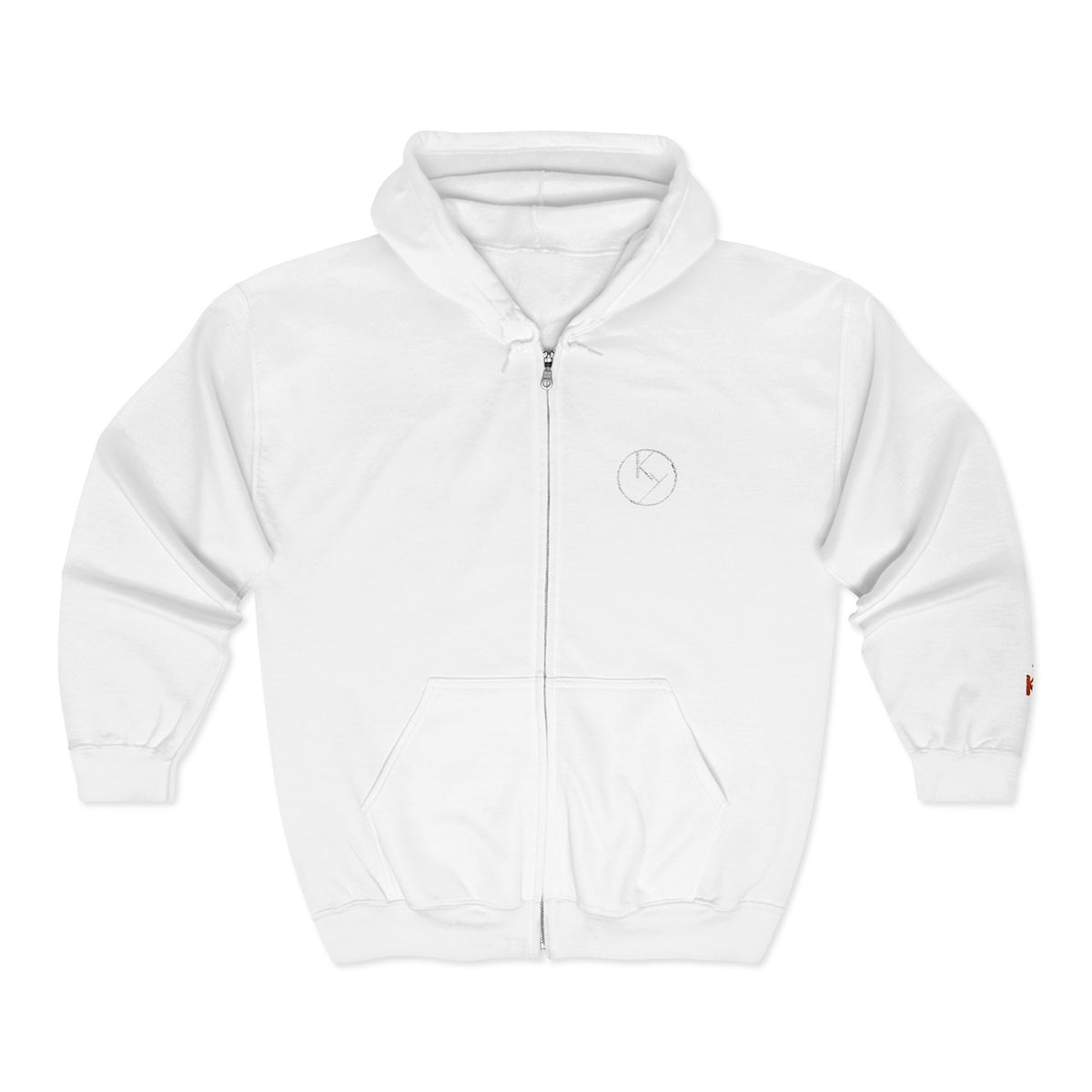 White Full-Zip Hoodie with Double k branding