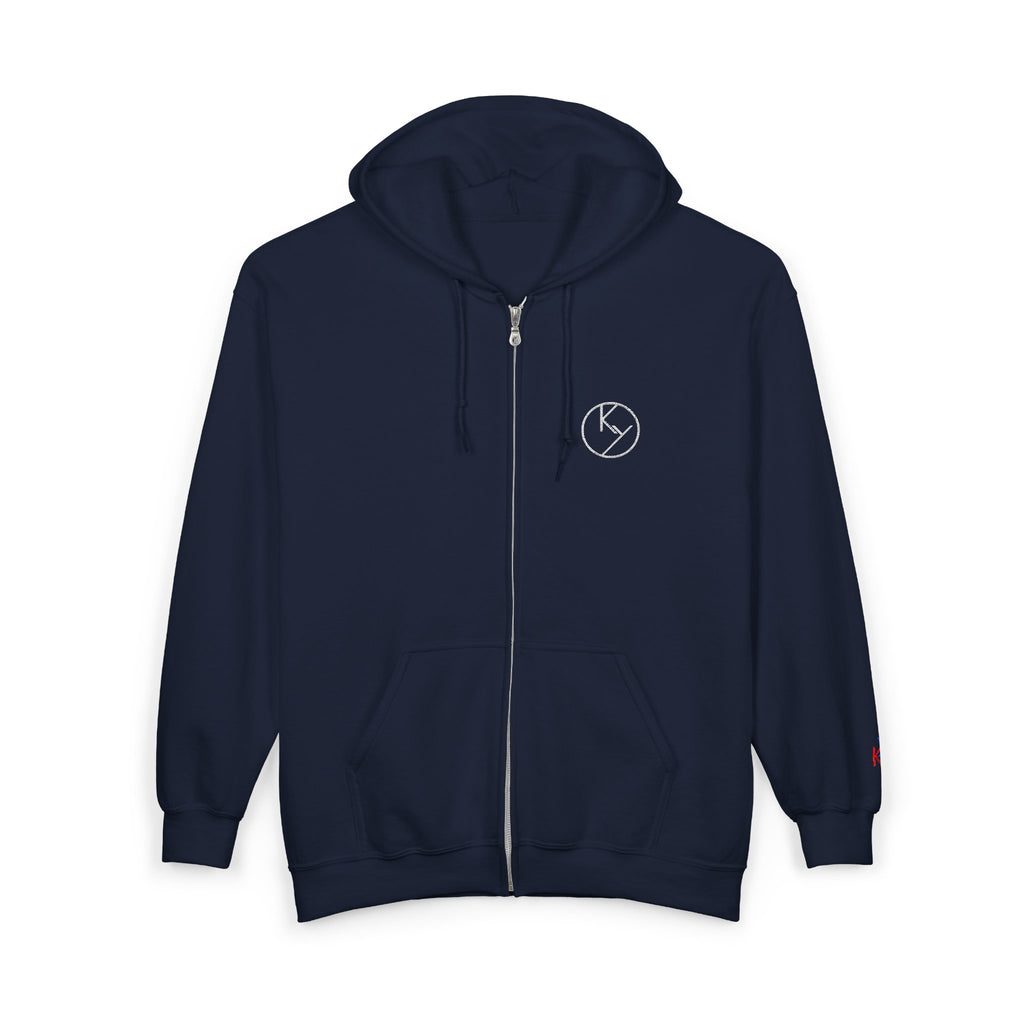 White Full-Zip Hoodie with Double k branding
