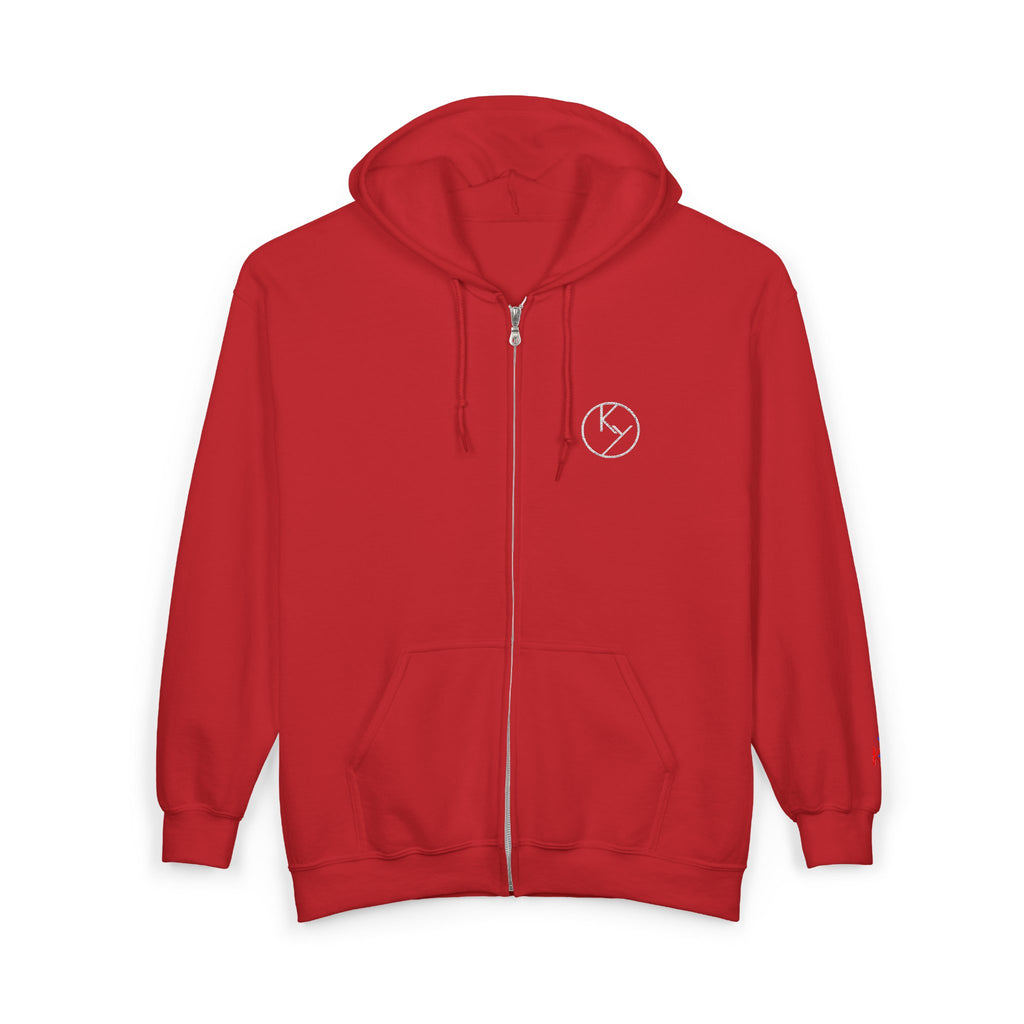White Full-Zip Hoodie with Double k branding