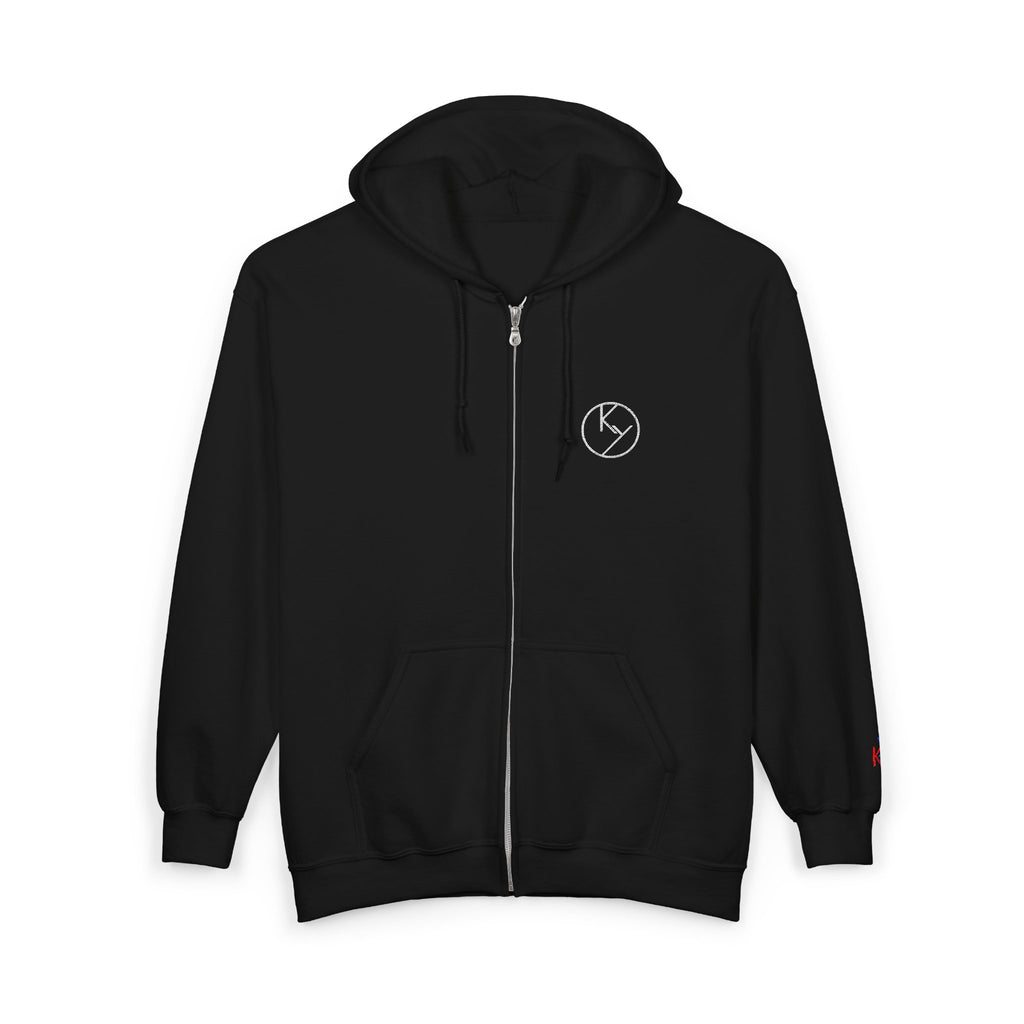 White Full-Zip Hoodie with Double k branding