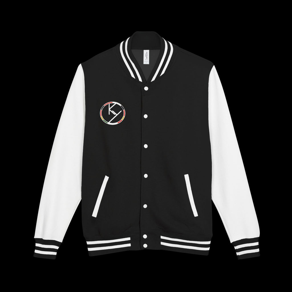 Heavyweight Letterman Jacket with Rose Design.