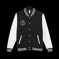 Heavyweight Letterman Jacket with Rose Design.