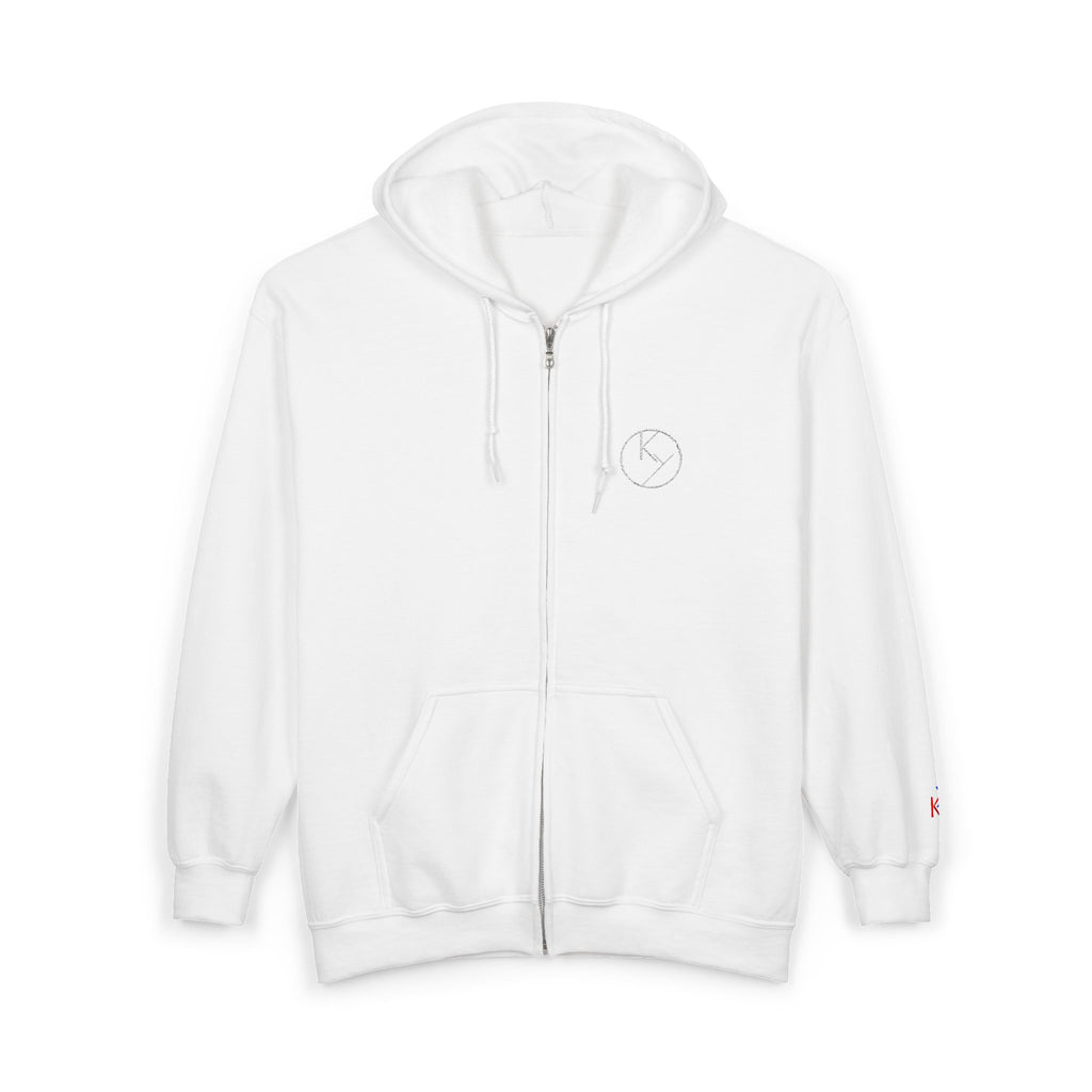 White Full-Zip Hoodie with Double k branding