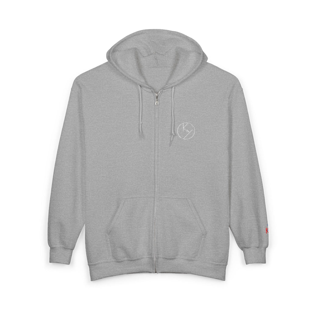 White Full-Zip Hoodie with Double k branding