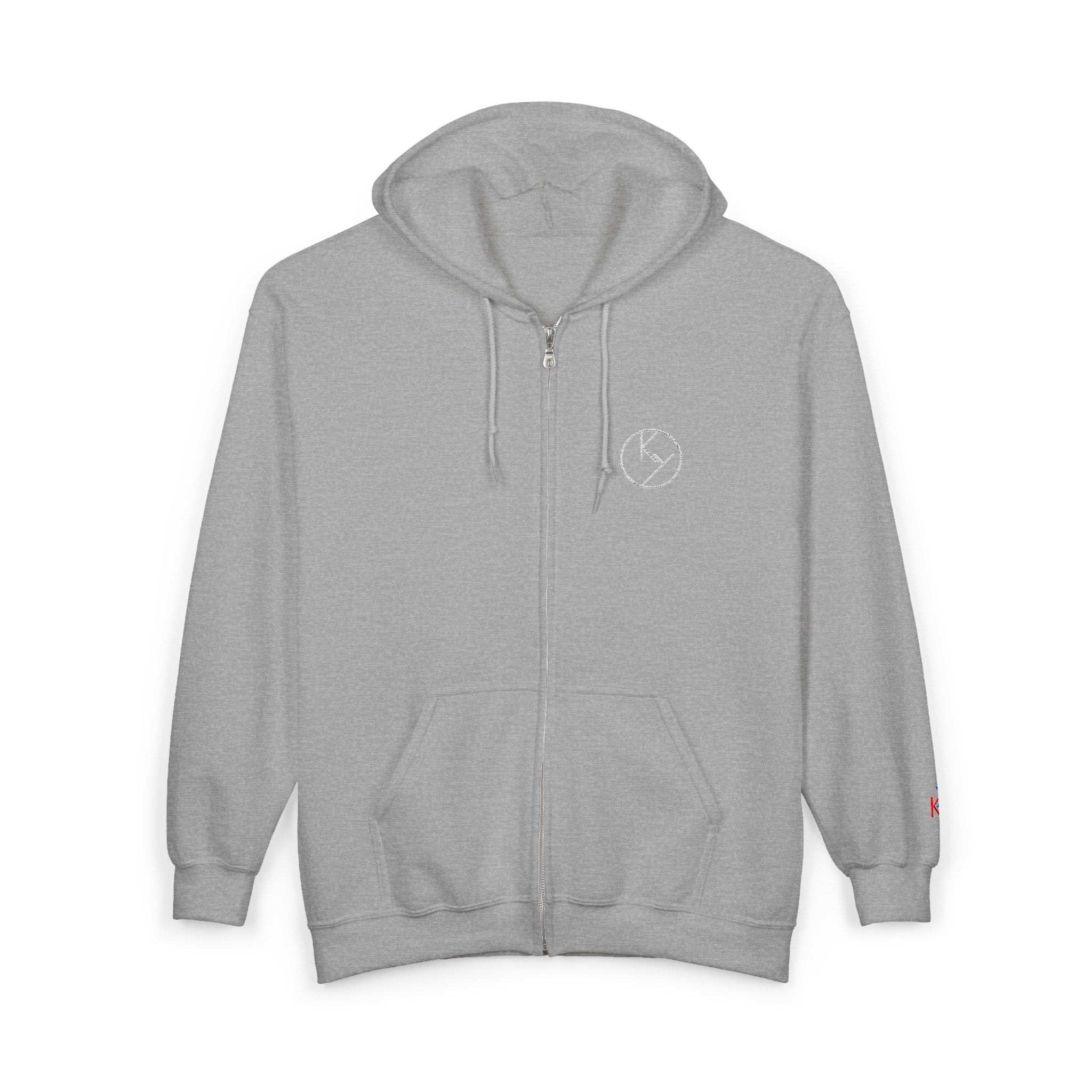 White Full-Zip Hoodie with Double k branding