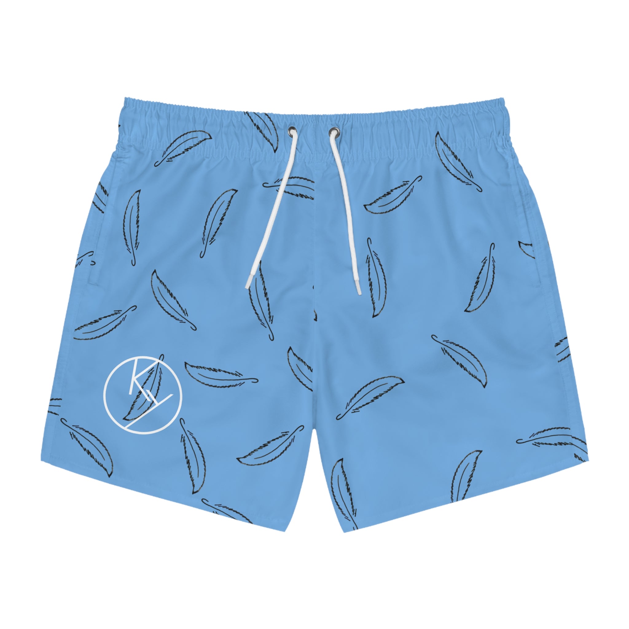 Black Feather Swim Trunks
