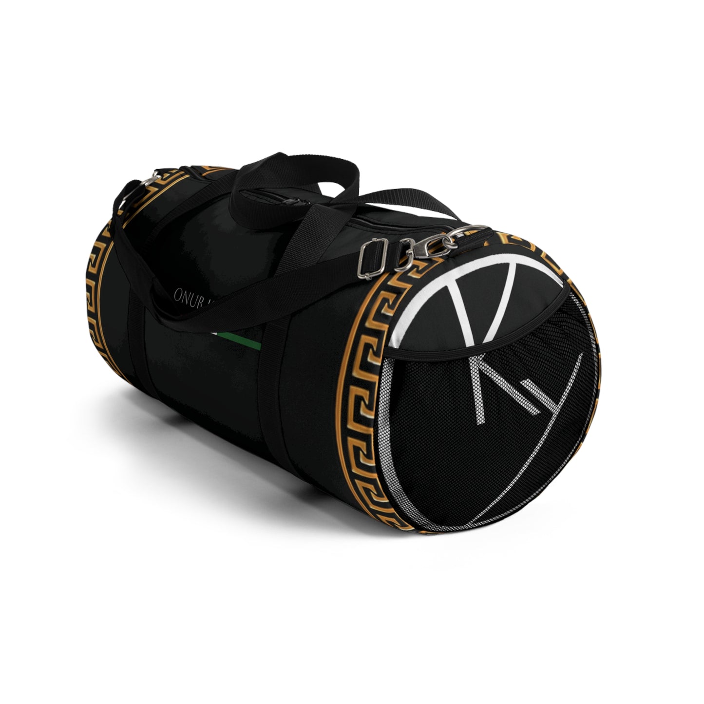 Duffel bag with signature imprint.