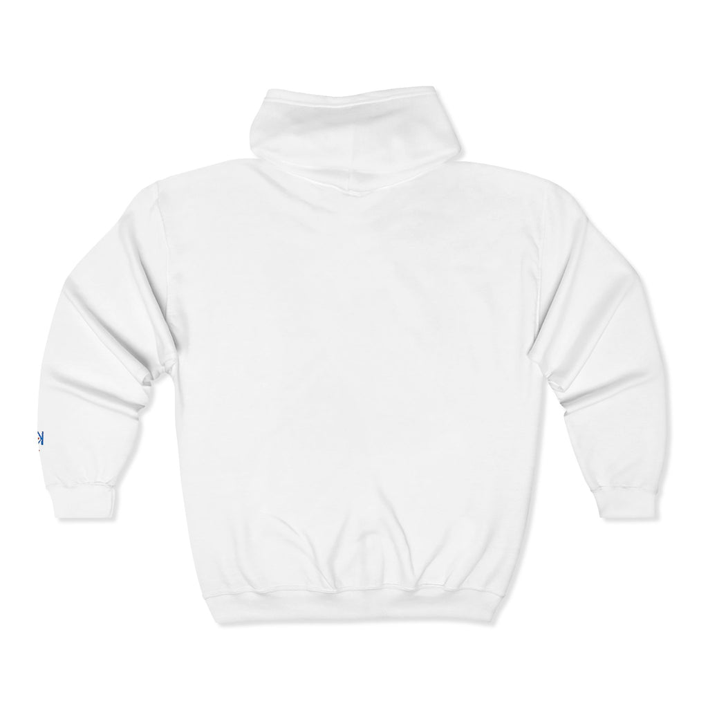White Full-Zip Hoodie with Double k branding