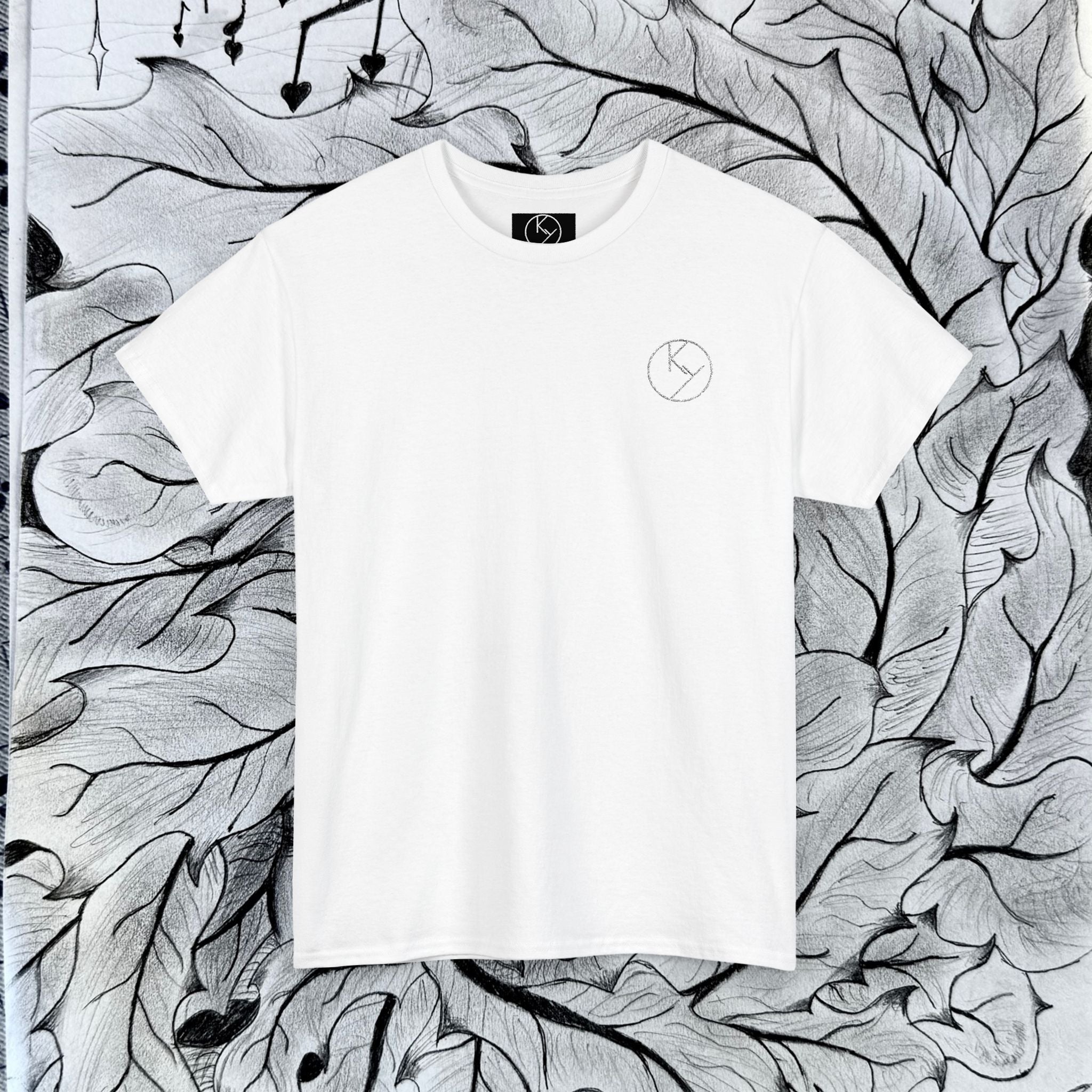 Heavy Cotton Tee with Embroidery Logo (white)