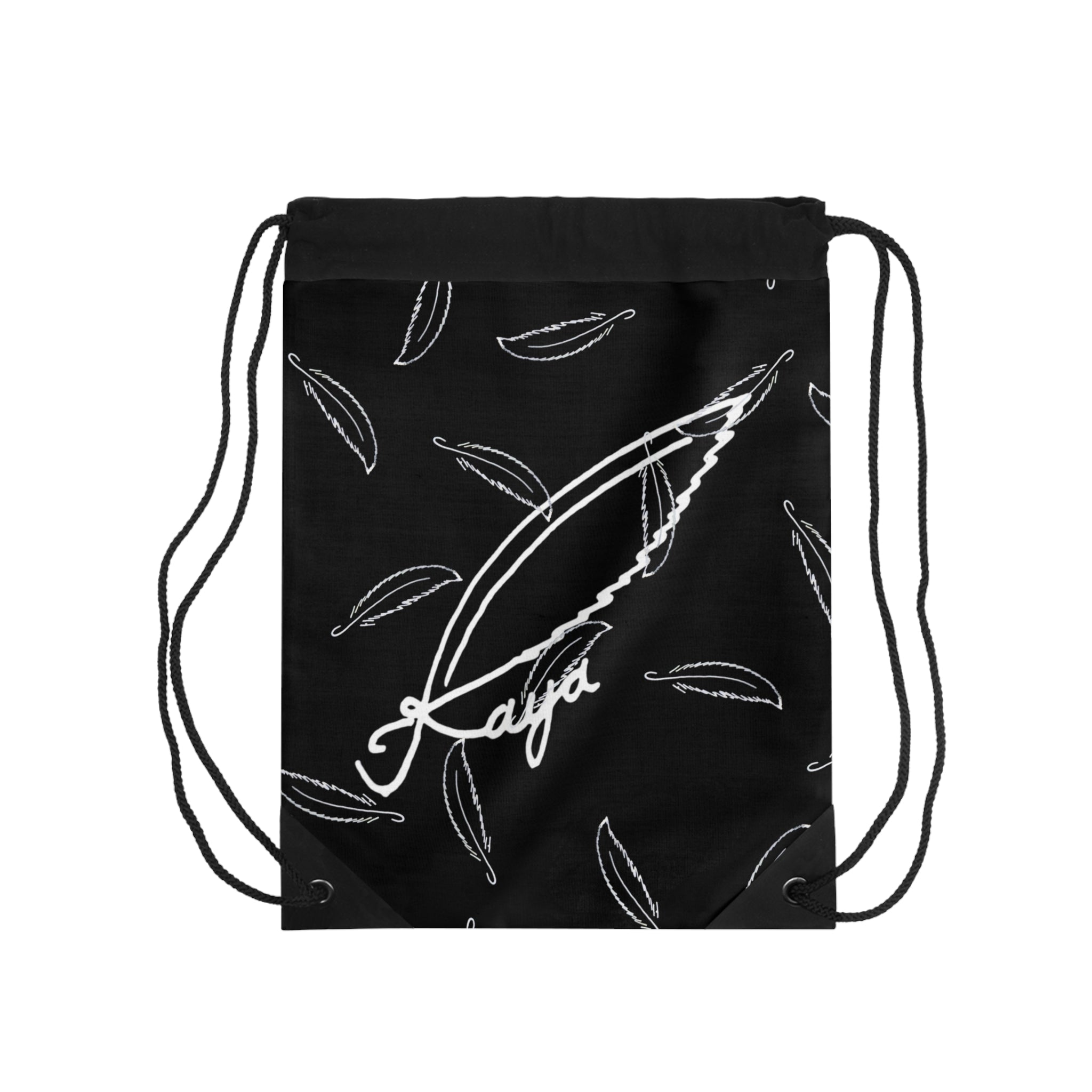 Feathers - Black Drawstring Bag
