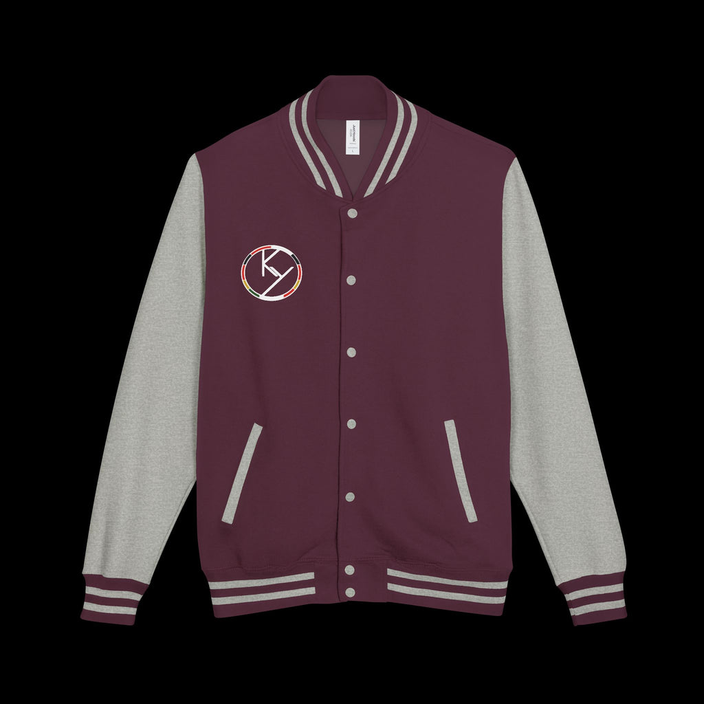 Heavyweight Letterman Jacket with Rose Design.