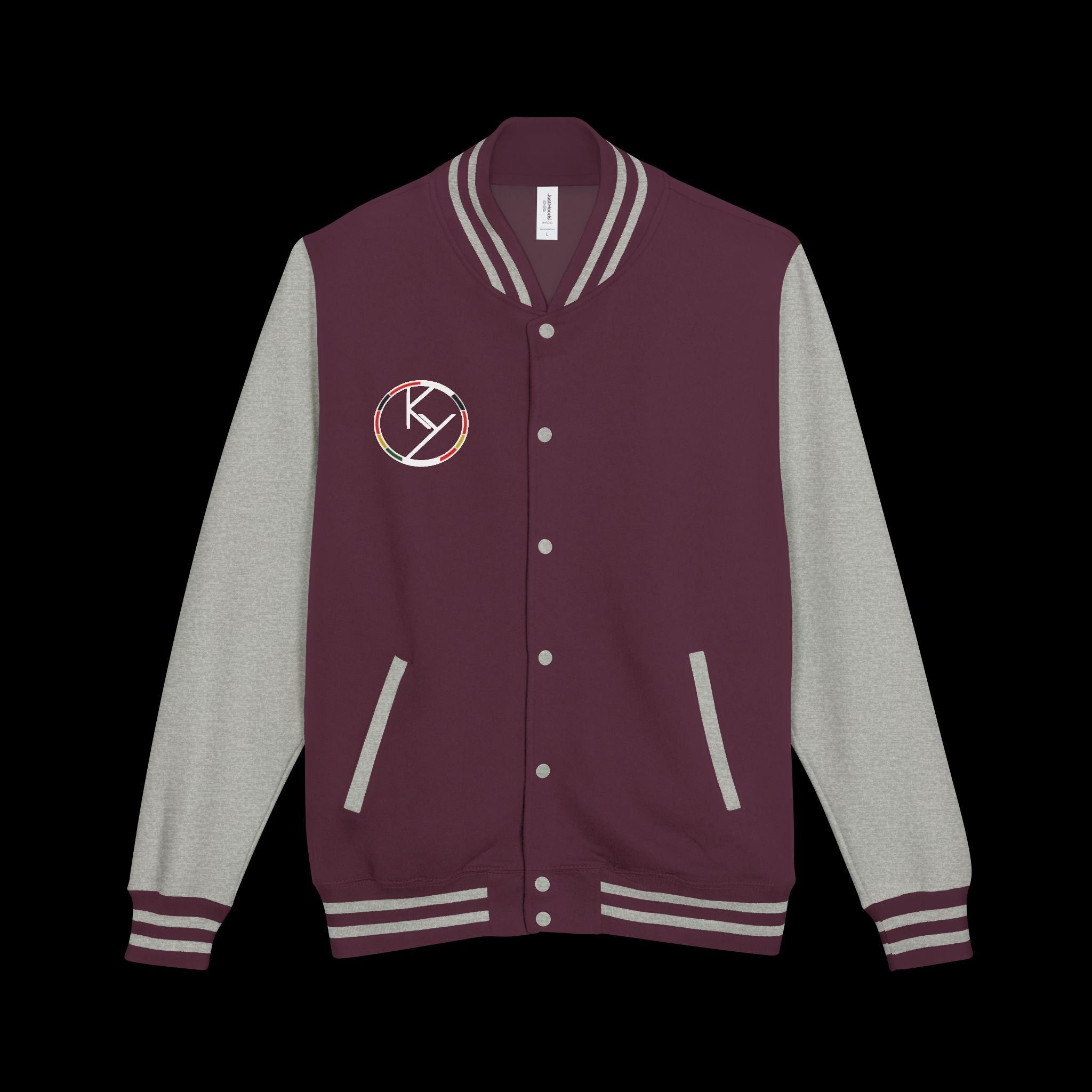 Heavyweight Letterman Jacket with Rose Design.