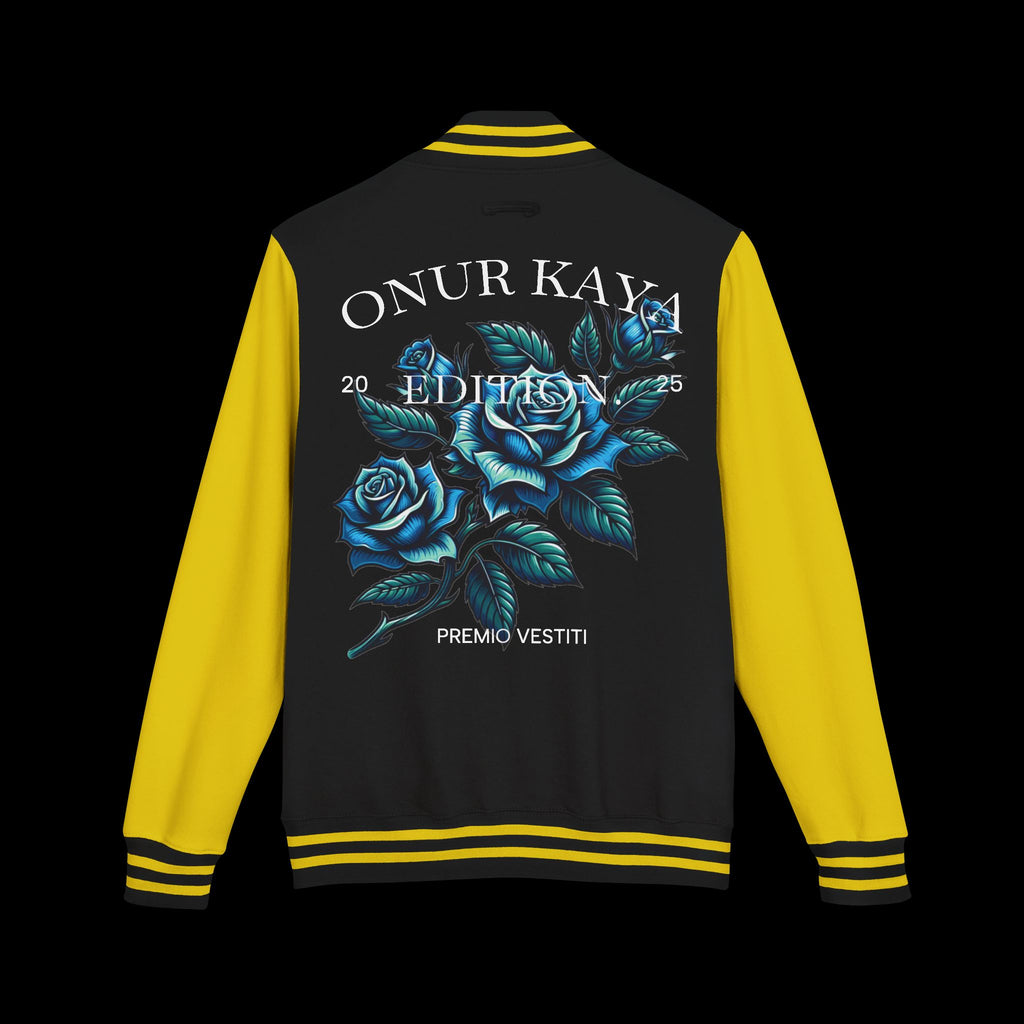 Heavyweight Letterman Jacket with Rose Design.