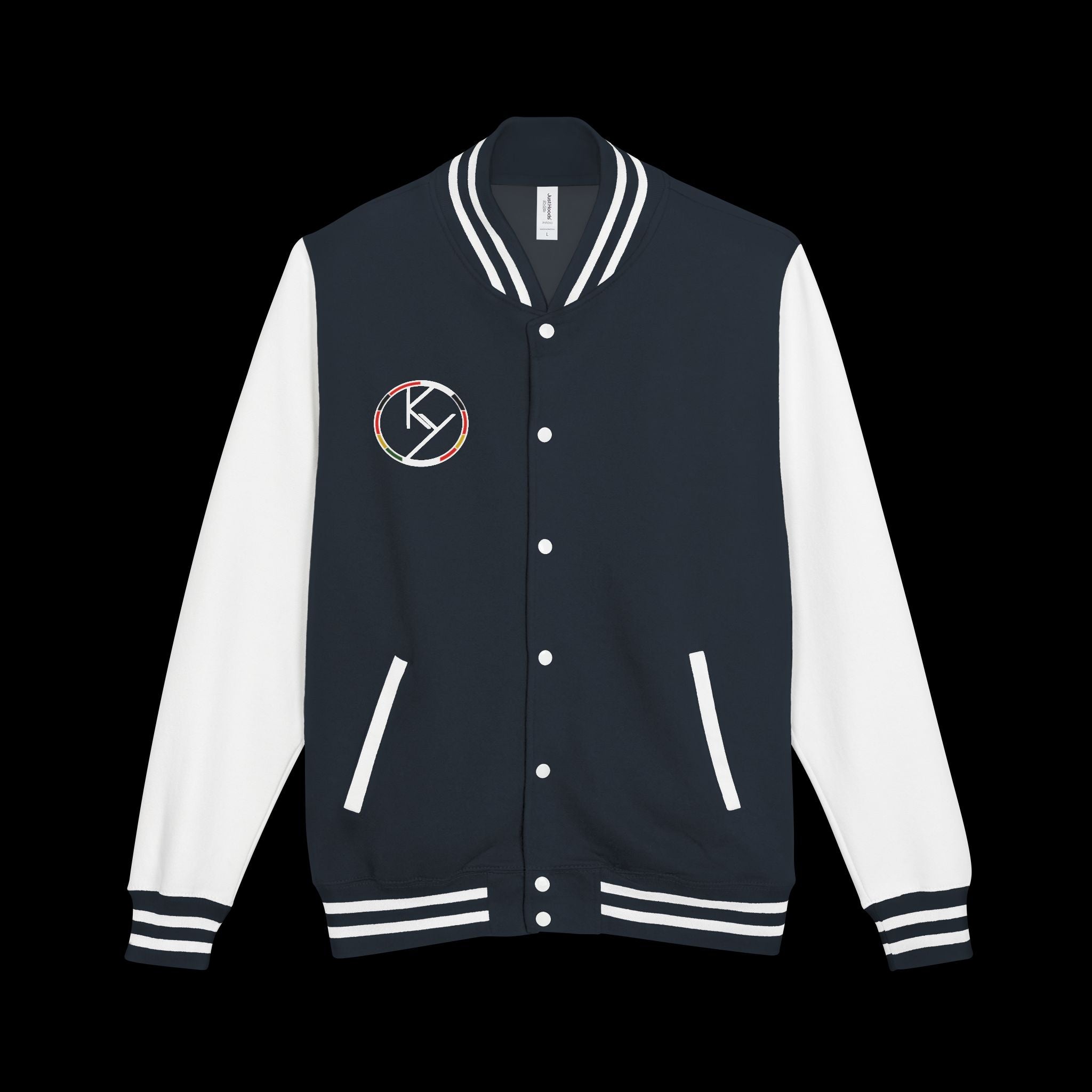 Heavyweight Letterman Jacket with Rose Design.