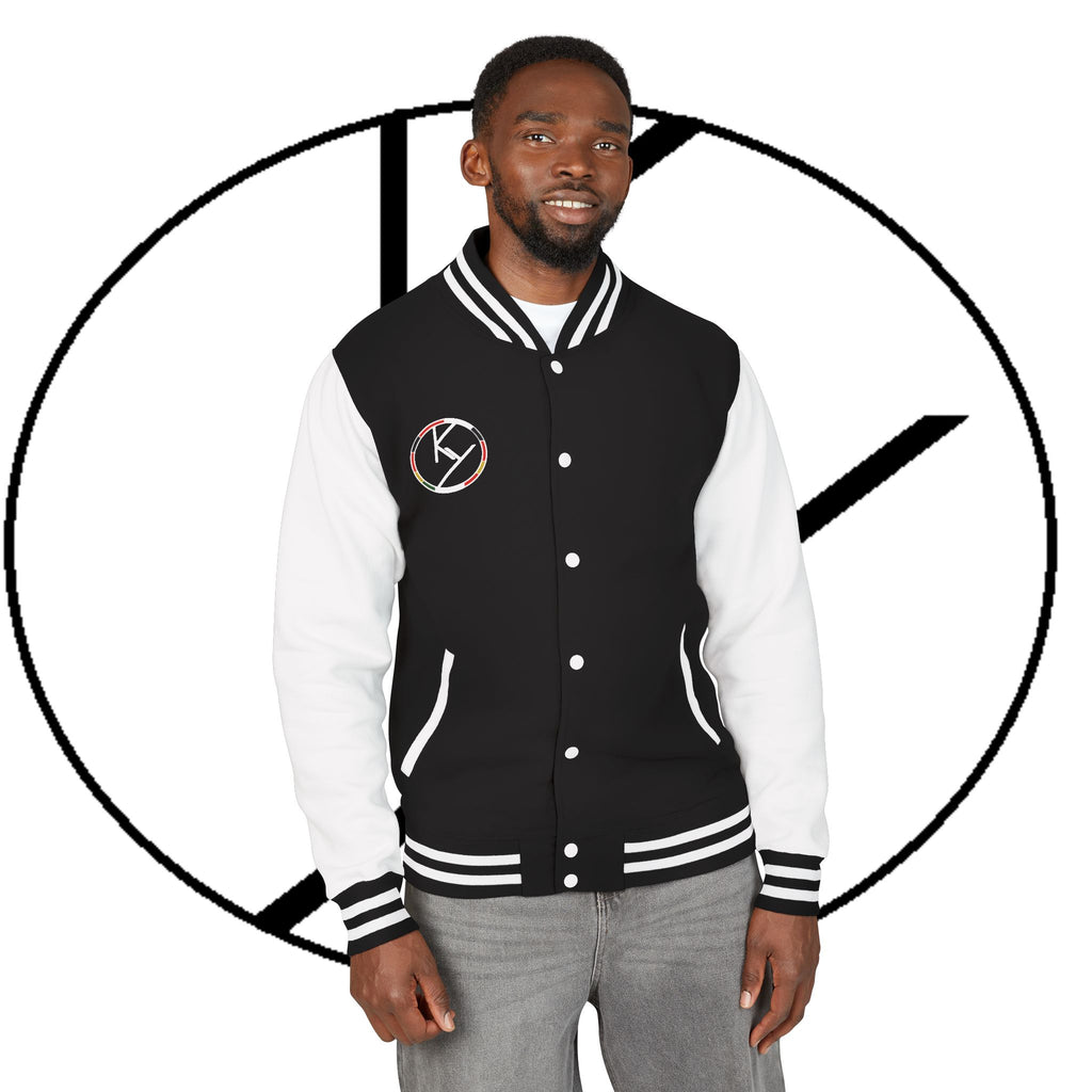Heavyweight Letterman Jacket with Rose Design.