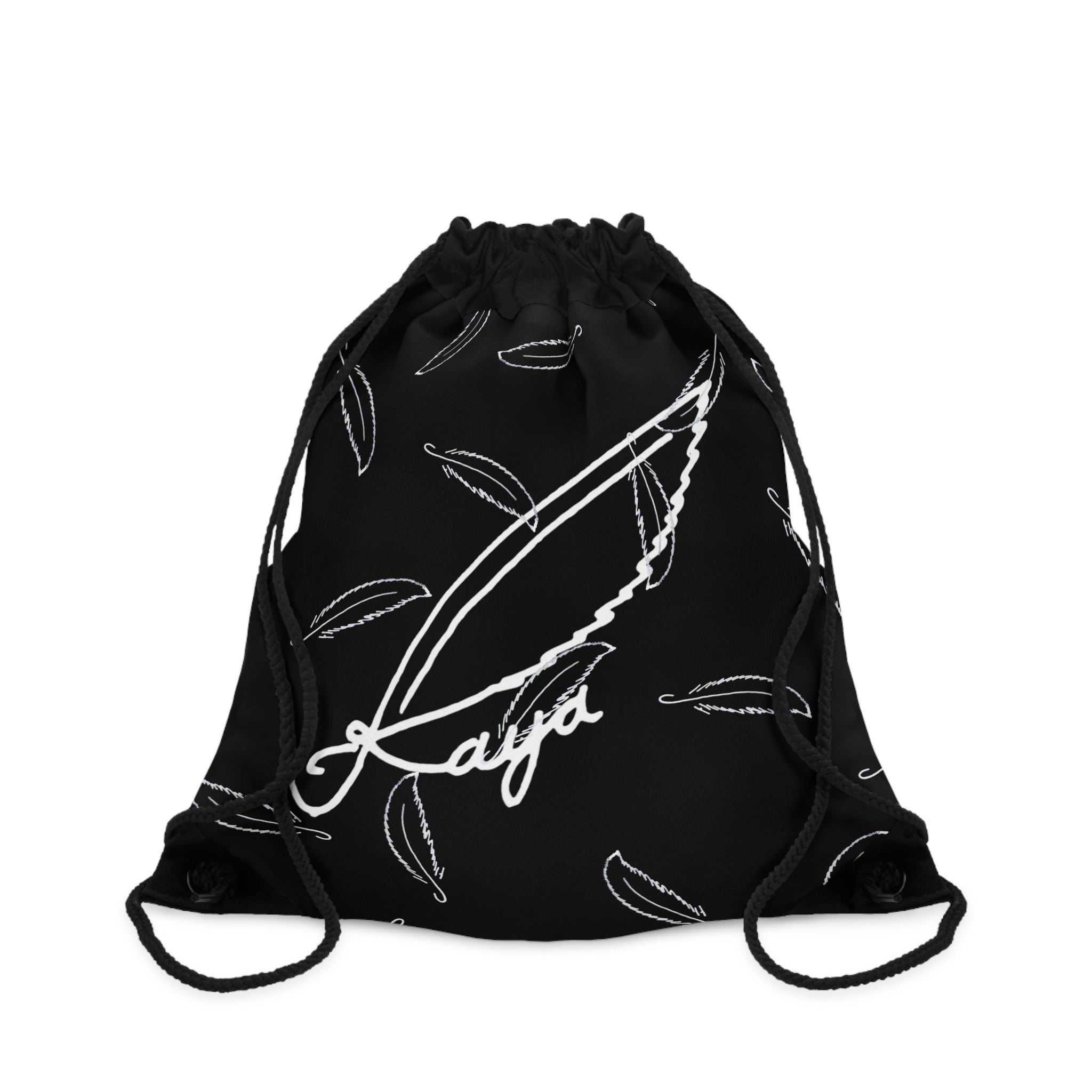 Feathers - Black Drawstring Bag