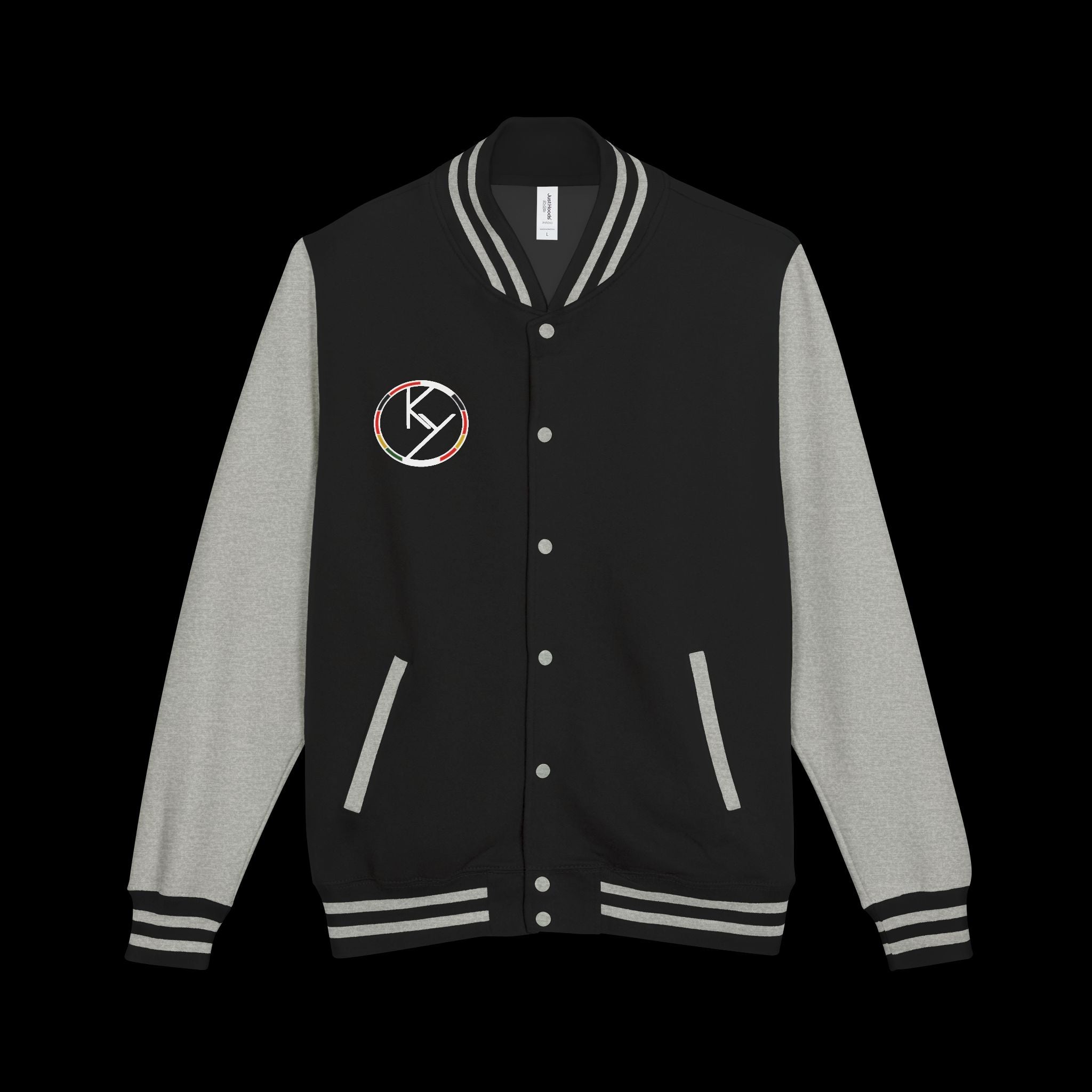 Heavyweight Letterman Jacket with Rose Design.